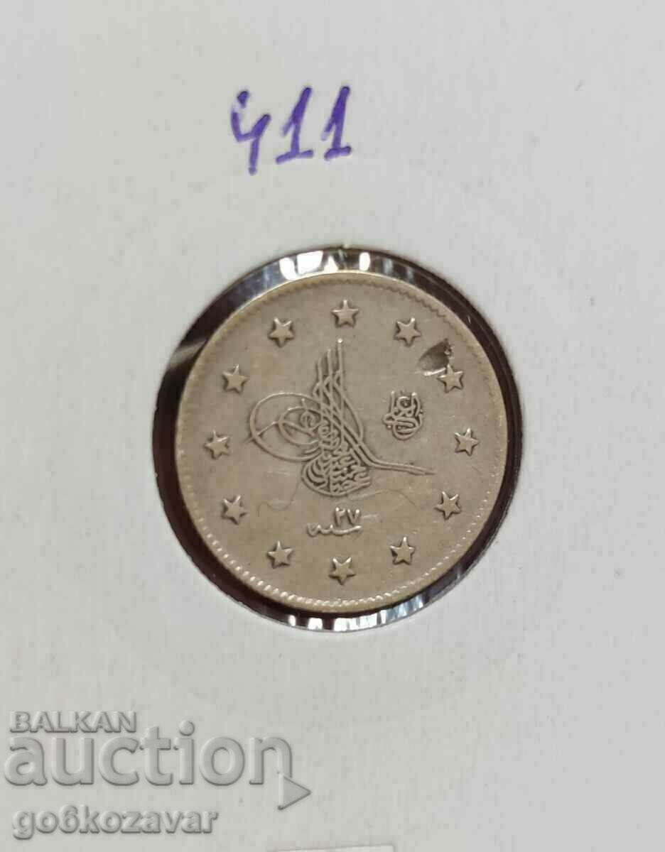 Османска Империя 2 Куруша 1293-1876г Сребро цифра 27