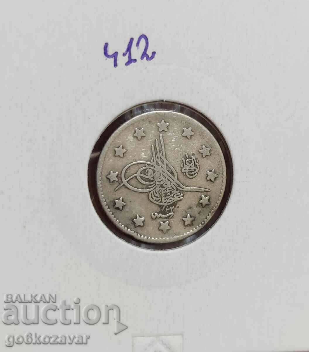 Ottoman Empire 2 Kurusha 1893-1876 Silver number 22
