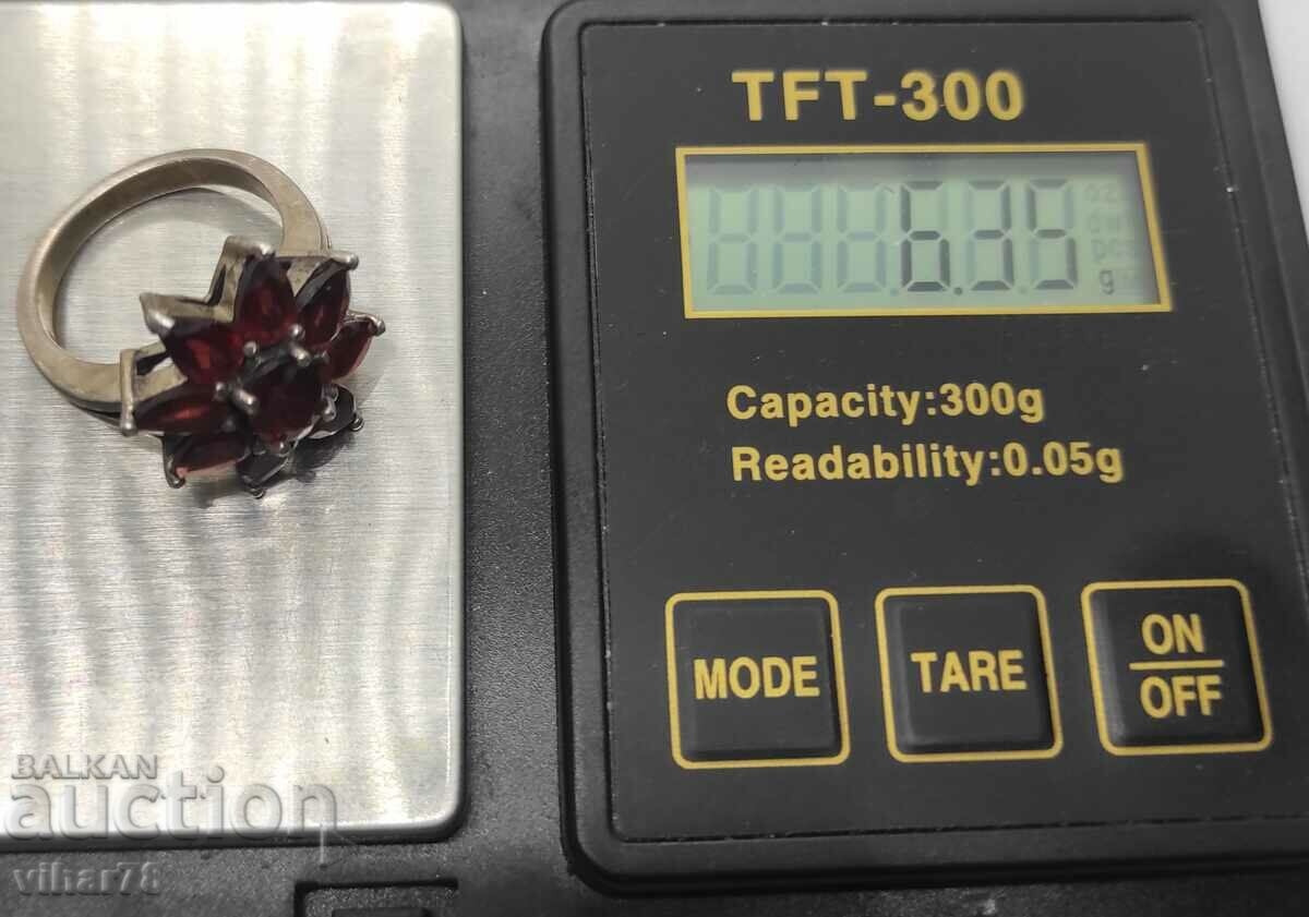 Silver ring with garnet - 6 Silver ring with garnet - 6