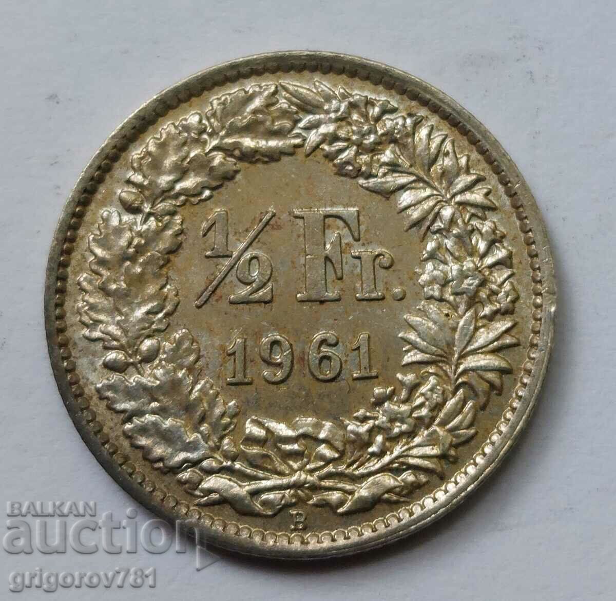 1/2 Franc Silver Switzerland 1961 B - Silver Coin #6
