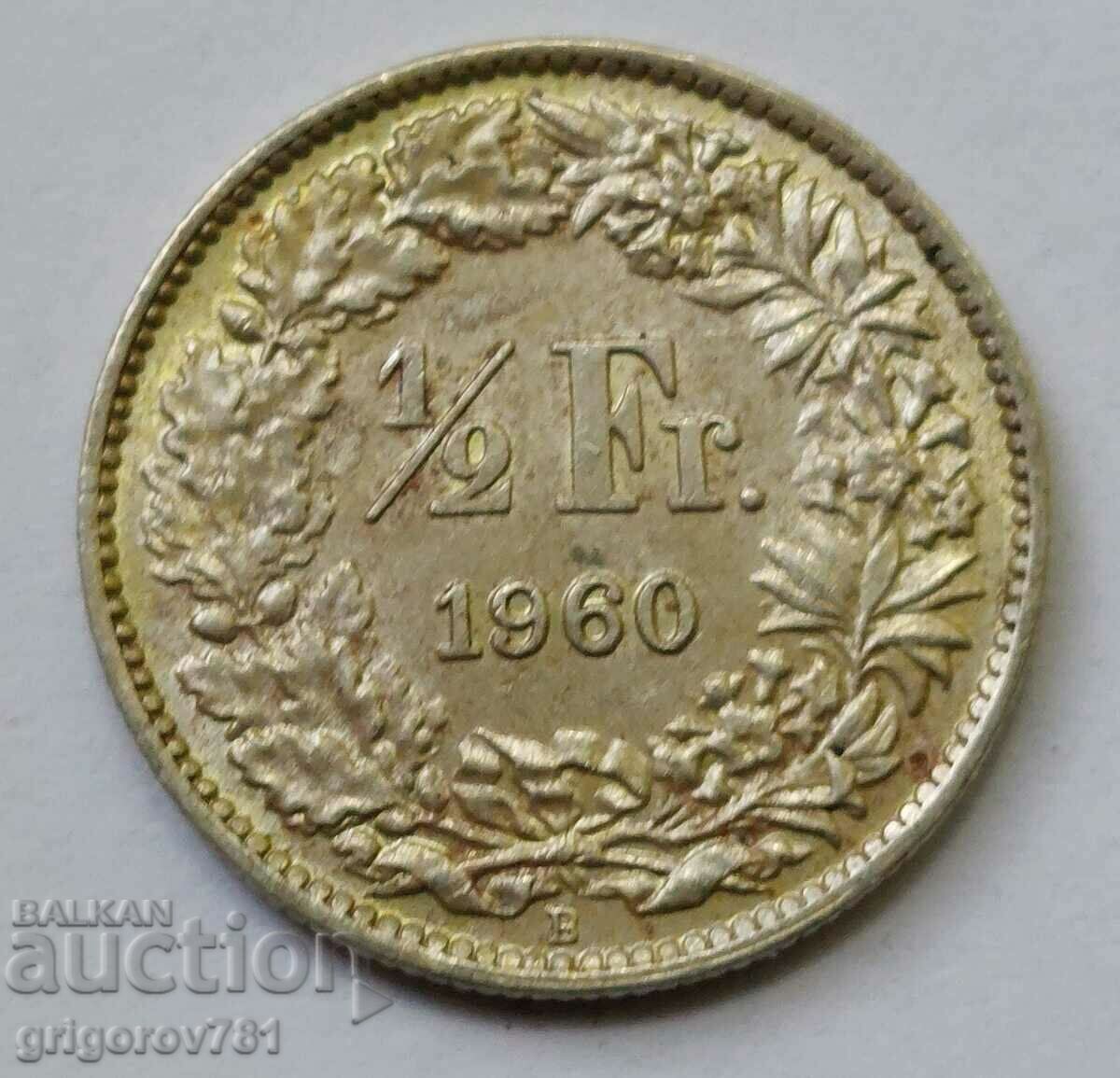 1/2 франк сребро Швейцария 1960 B - сребърна монета #10
