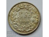 1/2 франк сребро Швейцария 1959 B - сребърна монета #11