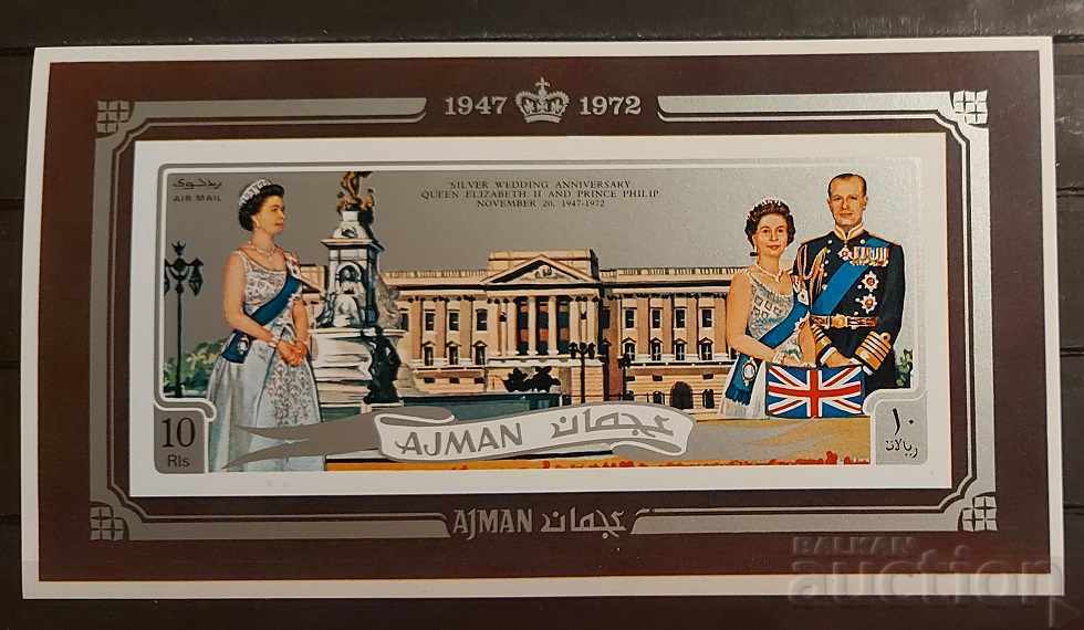 Ajman 1971 Personalities/Elizabeth II Block Unperforated MNH