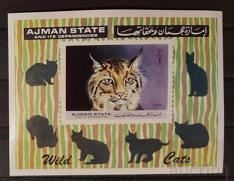 Ajman 1971 Fauna / Animale / Pisici sălbatice Block MNH