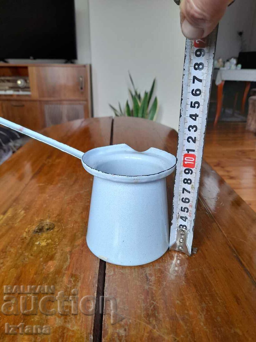 Old enameled cezve with price 22.00 BGN | € 11.25 Old enameled cezve with price 22.00 BGN | € 11.25