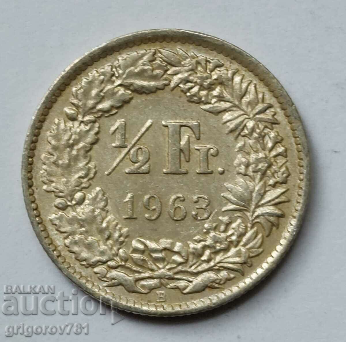 1/2 Franc Silver Switzerland 1963 B - Silver Coin #42