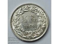 1/2 Franc Silver Switzerland 1960 B - Silver Coin #44