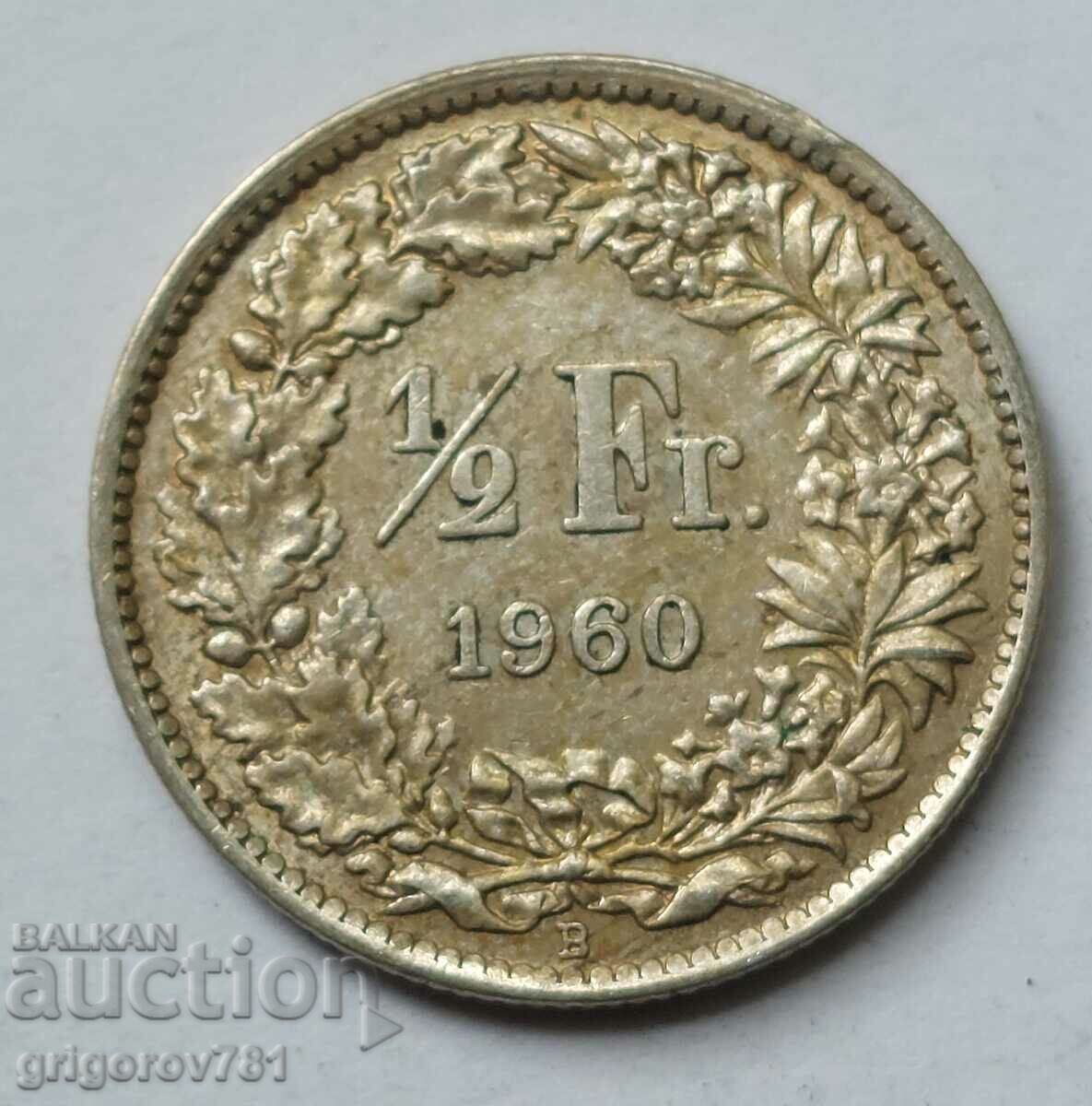 1/2 Franc Argint Elveția 1960 B - Monedă de argint #47