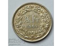 1/2 Franc Silver Switzerland 1960 B - Silver Coin #47