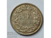 1/2 Franc Argint Elveția 1959 B - Monedă de argint #50