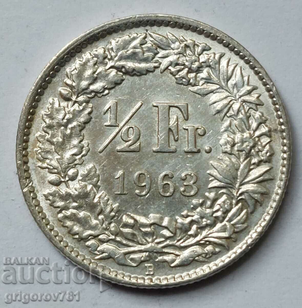 1/2 Franc Silver Switzerland 1963 B - Silver Coin #51