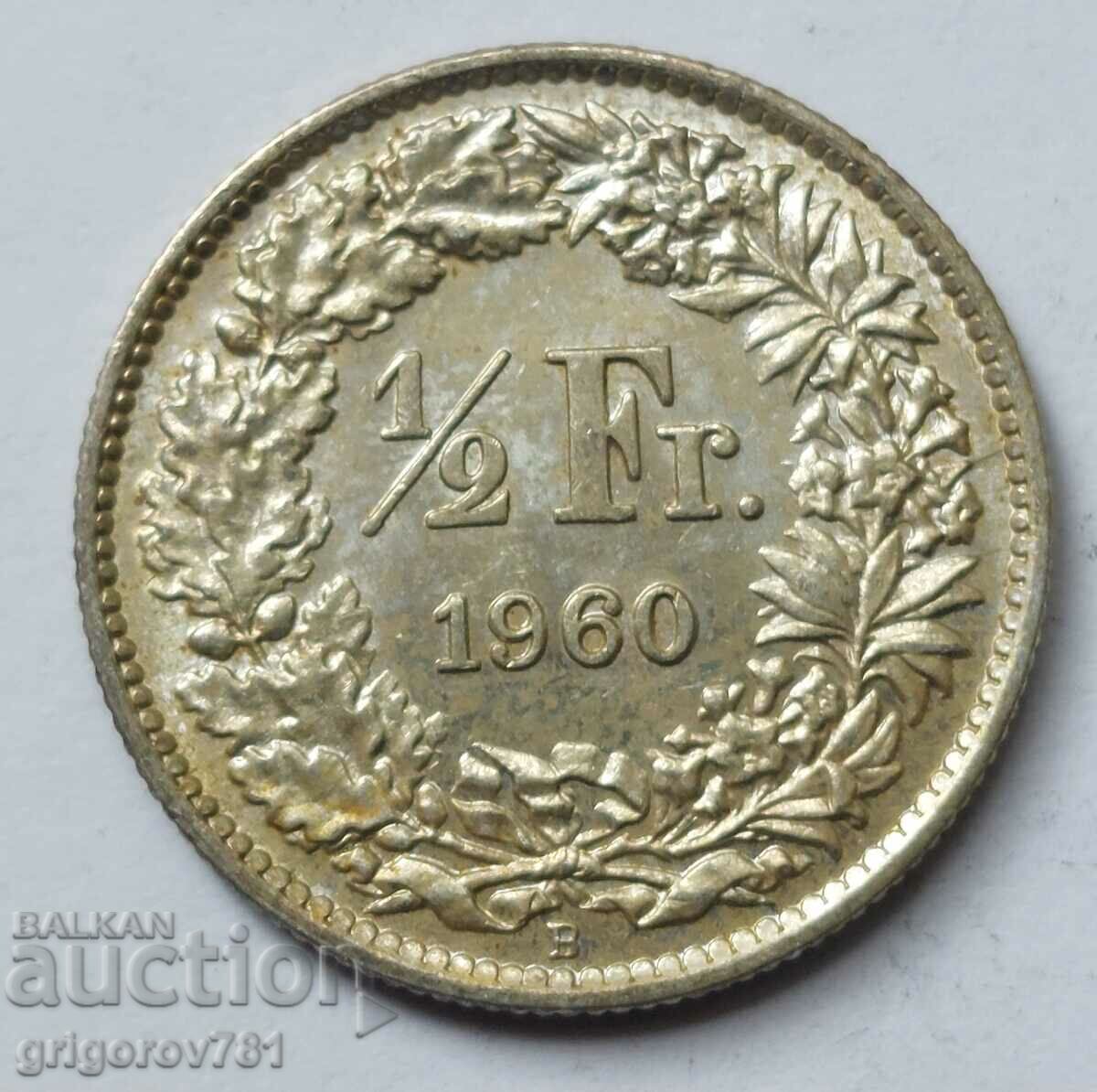 1/2 Franc Silver Switzerland 1960 B - Silver Coin #52