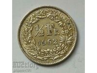 1/2 Franc Silver Switzerland 1962 B - Silver Coin #53