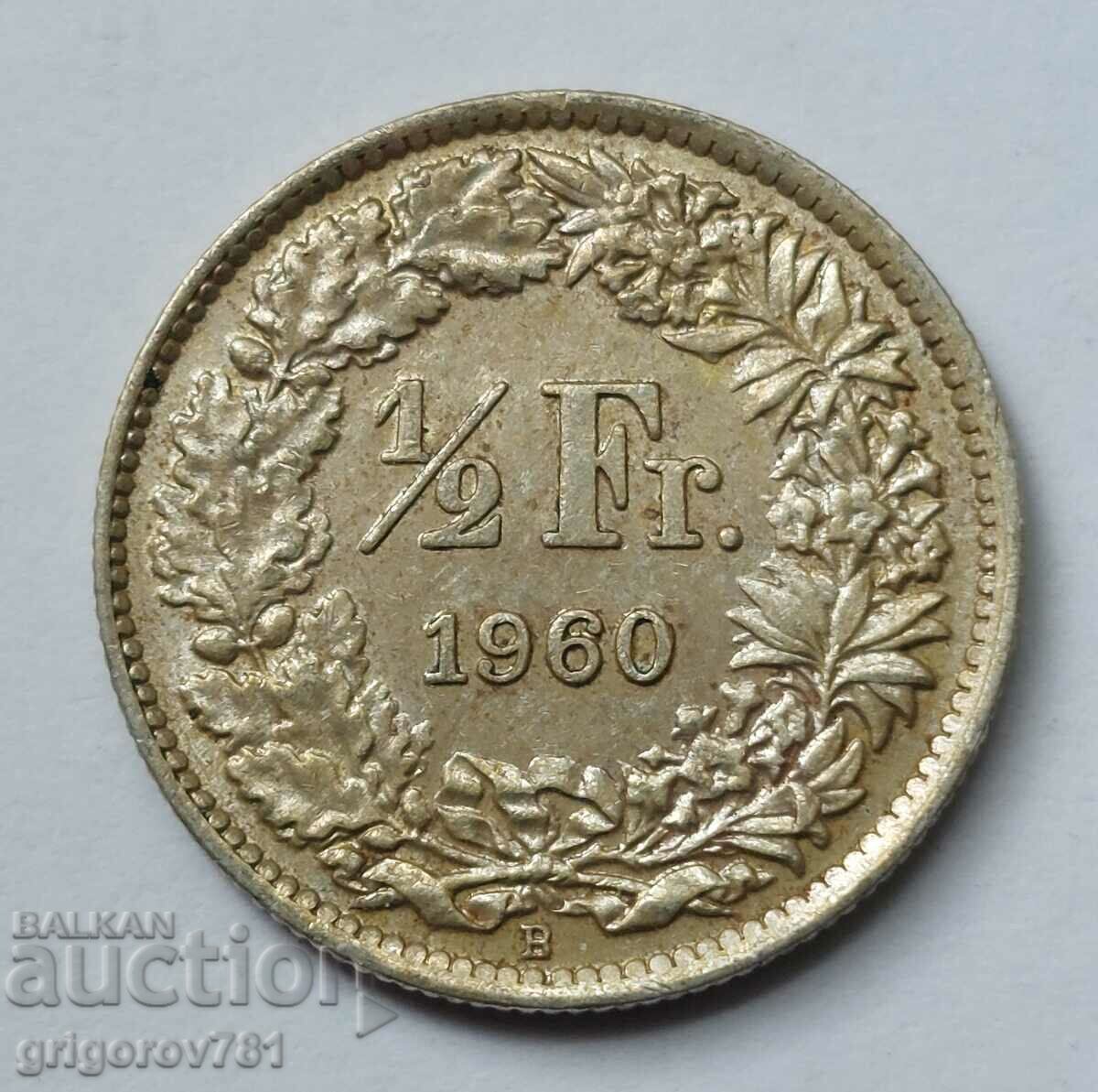 1/2 Franc Silver Switzerland 1960 B - Silver Coin #55