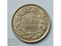 1/2 Franc Silver Switzerland 1960 B - Silver Coin #55