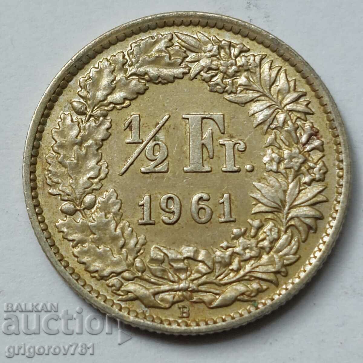 Ασημένιο φράγκο 1/2 Ελβετία 1961 Β - Ασημένιο νόμισμα #56
