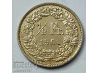 1/2 Franc Silver Switzerland 1961 B - Silver Coin #56