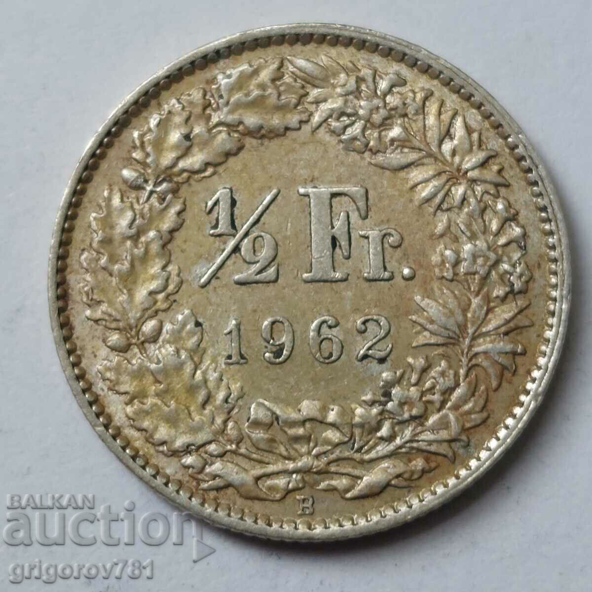 1/2 Franc Argint Elveția 1962 B - Monedă de argint #57