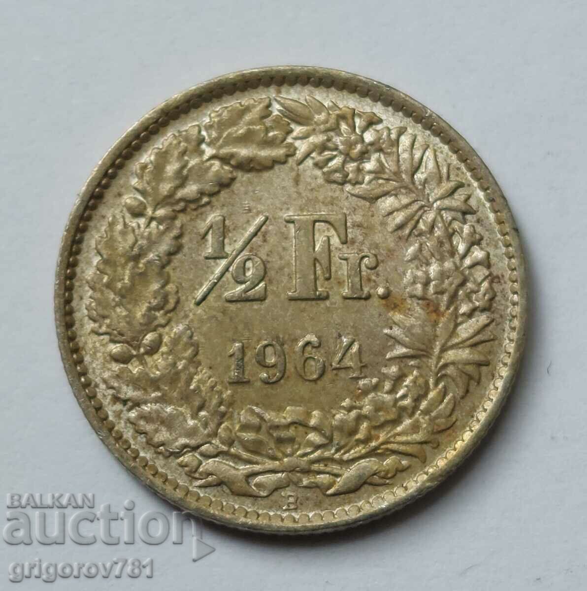 1/2 Franc Silver Switzerland 1964 B - Silver Coin #58