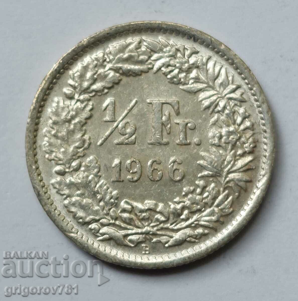 1/2 Franc Silver Switzerland 1966 B - Silver Coin #59