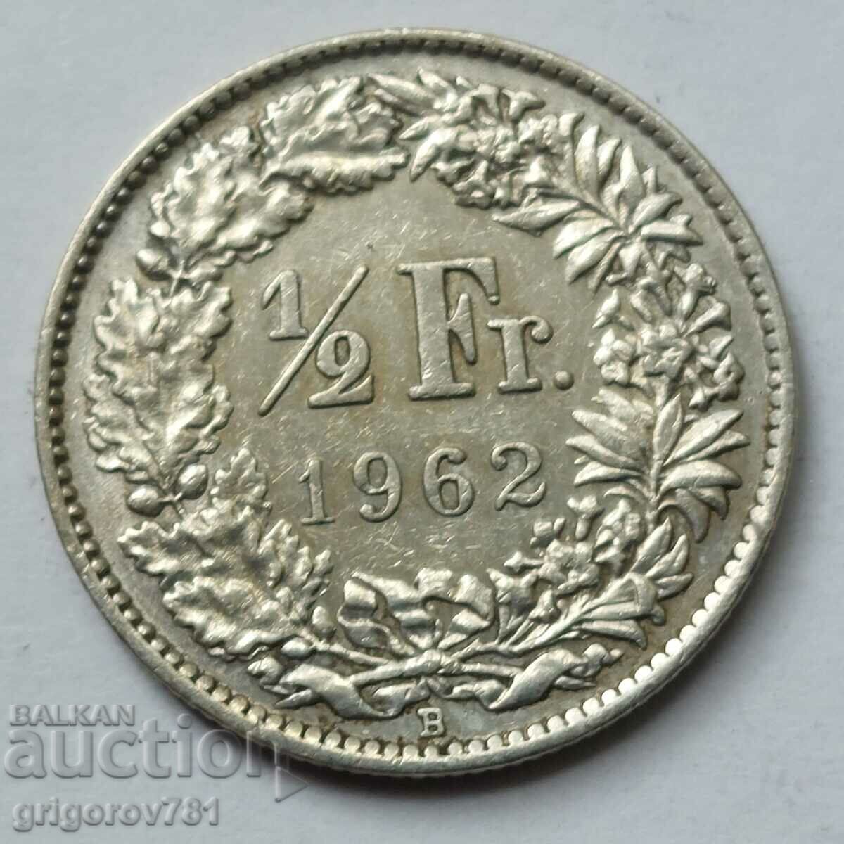 Ασημένιο φράγκο 1/2 Ελβετία 1962 Β - Ασημένιο νόμισμα #60