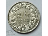 1/2 франк сребро Швейцария 1962 B - сребърна монета #60