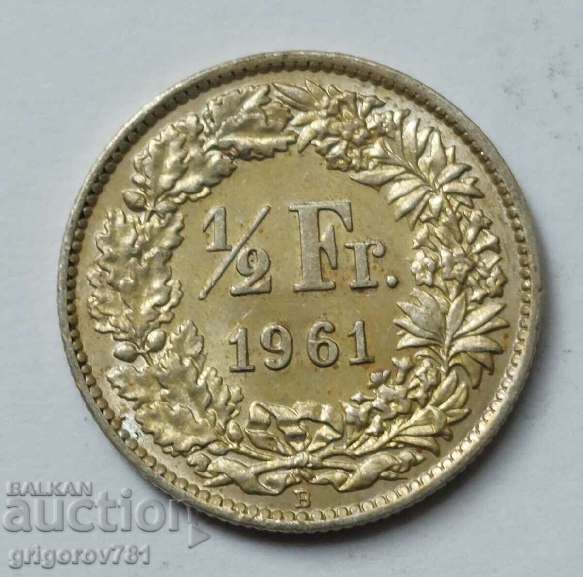 1/2 Φράγκο Ασήμι Ελβετία 1961 Β - Ασημένιο Κέρμα #61