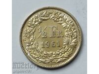 1/2 Φράγκο Ασήμι Ελβετία 1961 Β - Ασημένιο Κέρμα #61