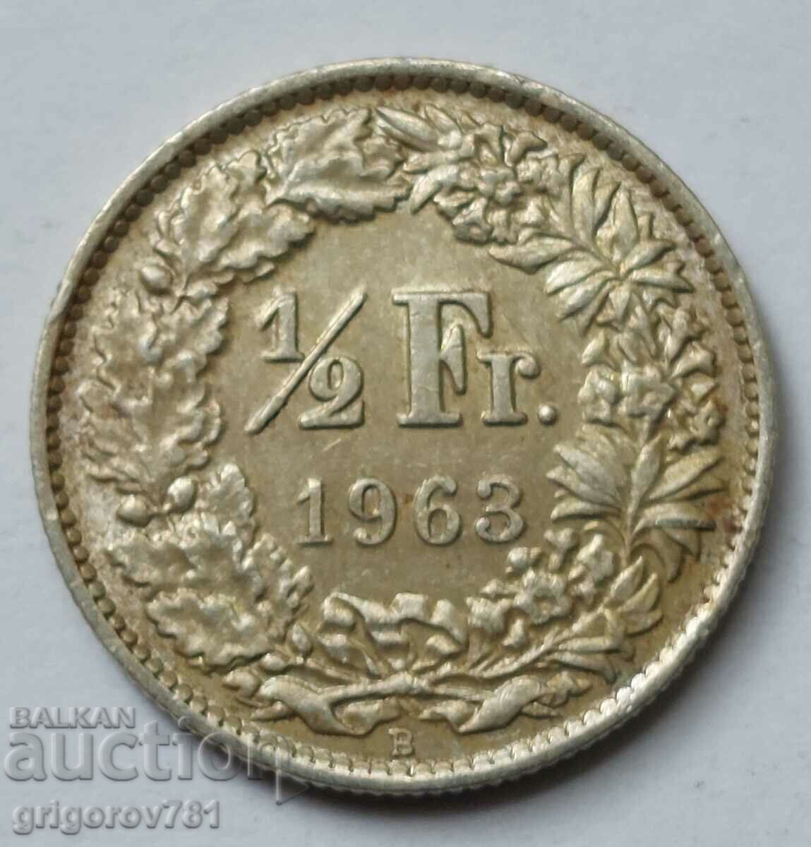 1/2 Franc Silver Switzerland 1963 B - Silver Coin #62