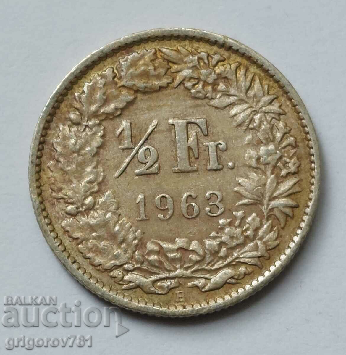 1/2 Φράγκο Ασήμι Ελβετία 1963 Β - Ασημένιο νόμισμα #63