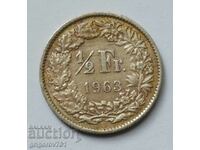 1/2 Φράγκο Ασήμι Ελβετία 1963 Β - Ασημένιο νόμισμα #63
