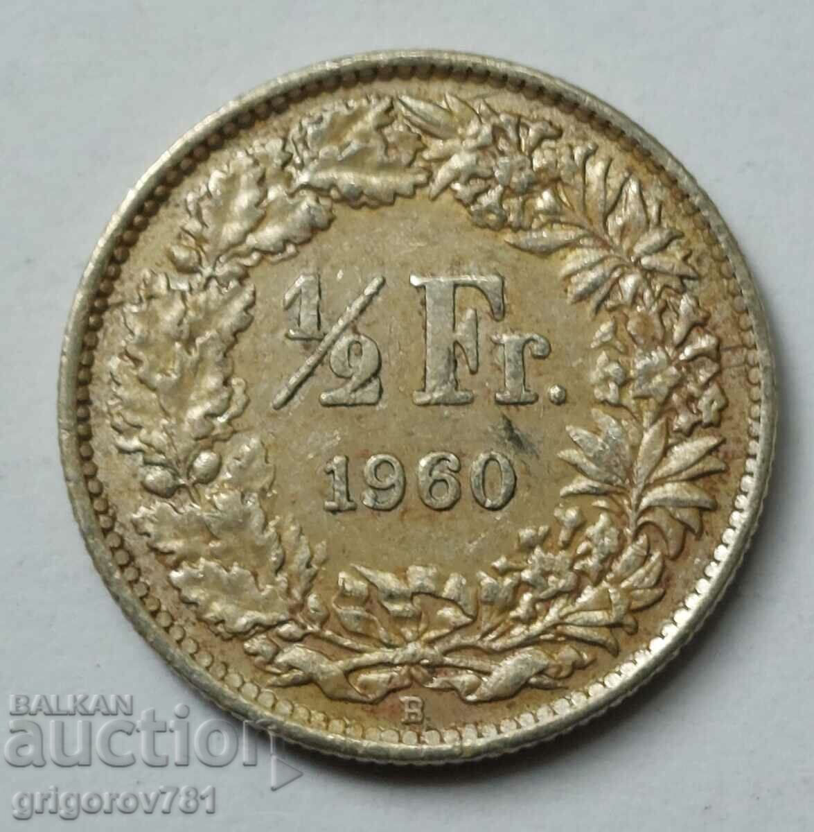 1/2 Franc Silver Switzerland 1960 B - Silver Coin #64