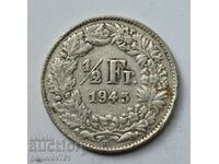 1/2 Franc Silver Switzerland 1945 B - Silver Coin #69