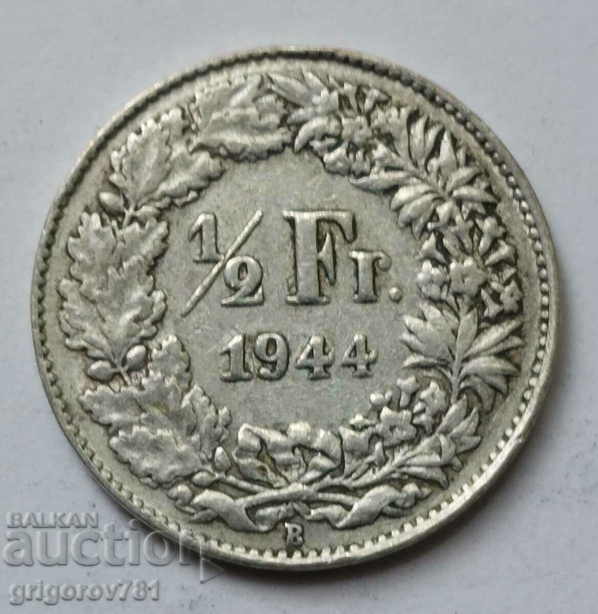 1/2 Franc Silver Switzerland 1944 B - Silver Coin #71