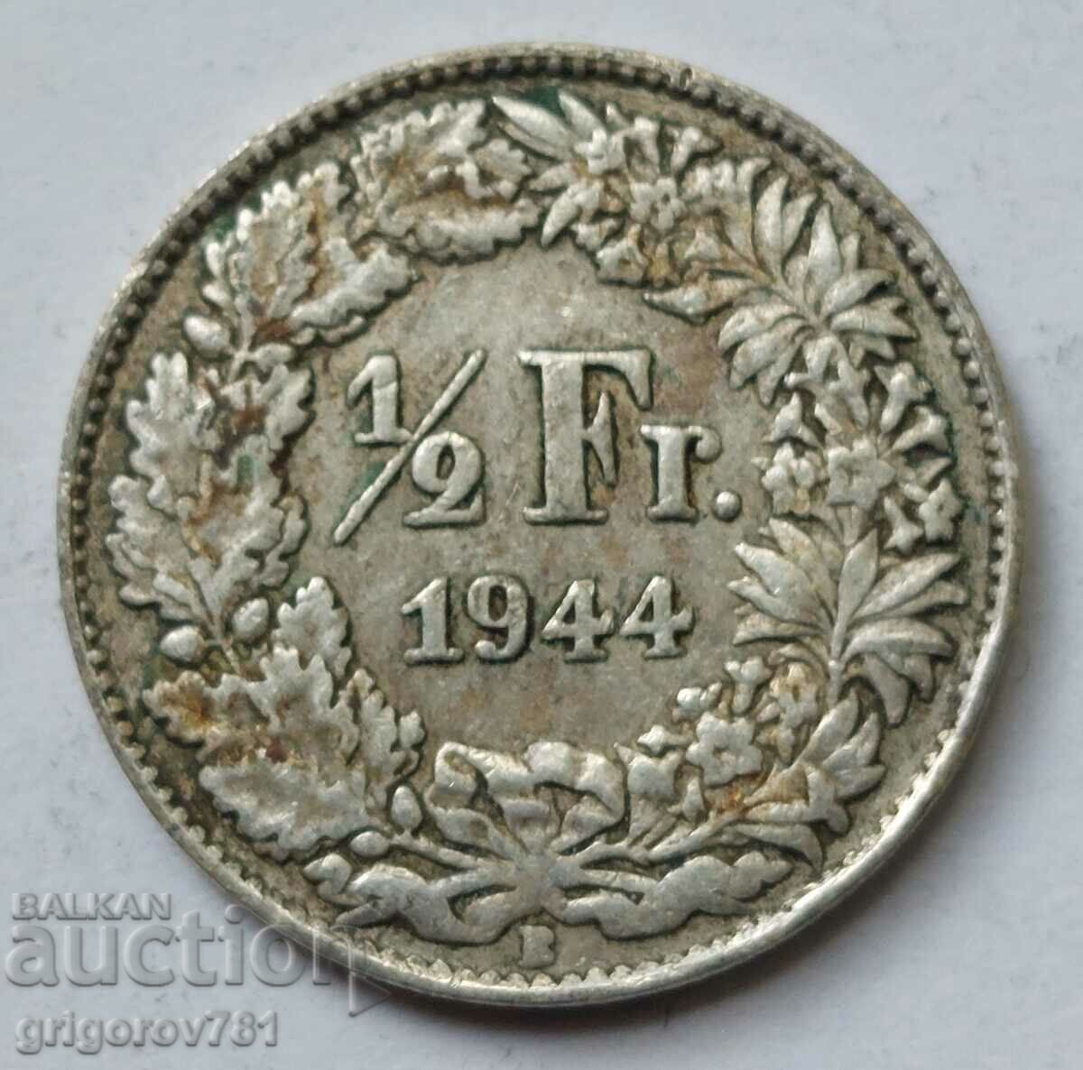1/2 Franc Silver Switzerland 1944 B - Silver Coin #74