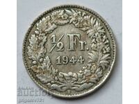 1/2 Franc Silver Switzerland 1944 B - Silver Coin #74