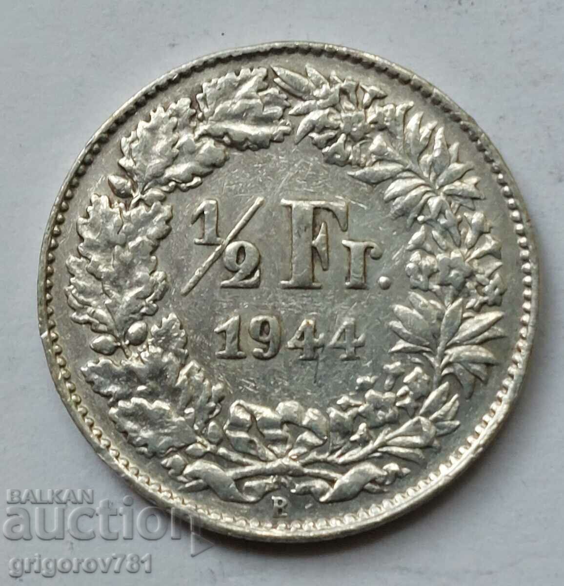 1/2 Franc Silver Switzerland 1944 B - Silver Coin #75