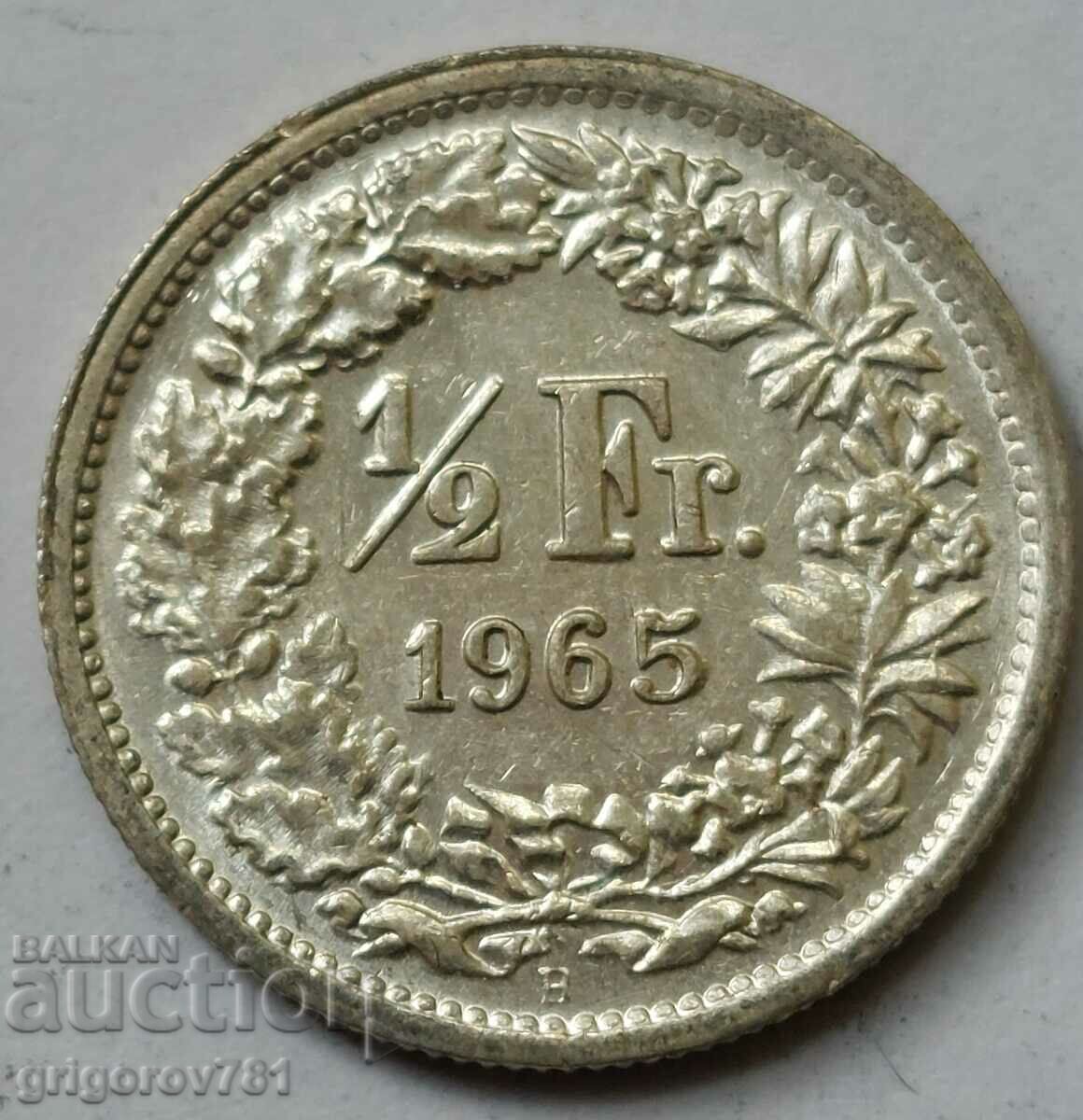 1/2 Franc Silver Switzerland 1965 B - Silver Coin #77