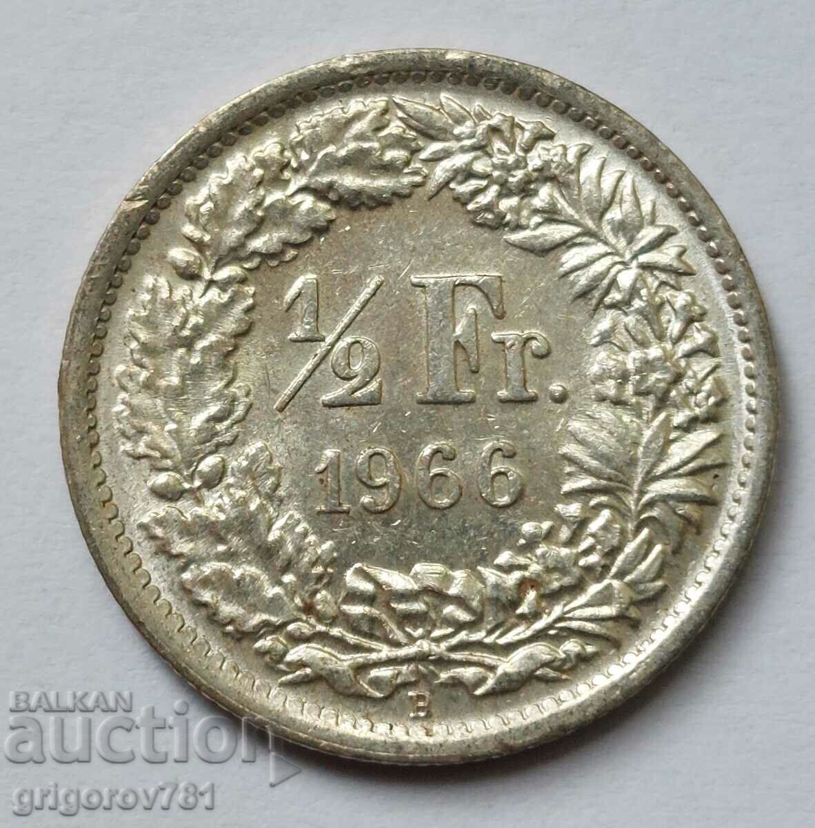 1/2 Franc Silver Switzerland 1966 B - Silver Coin #79