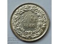 1/2 Franc Silver Switzerland 1960 B - Silver Coin #80