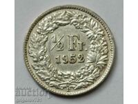 1/2 Franc Argint Elveția 1952 B - Monedă de argint #84
