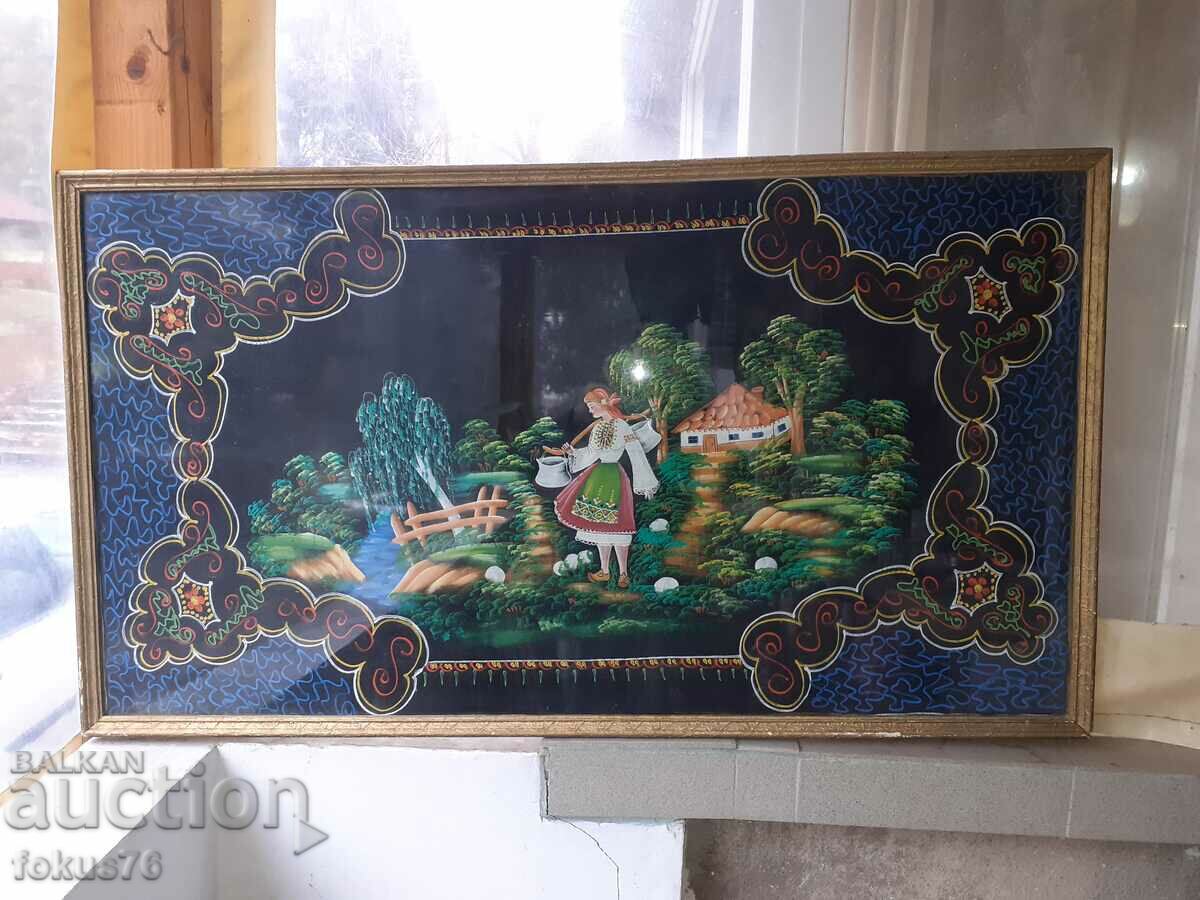 Large old hand painted oil painting on canvas frame with price 190.00 BGN | € 97.15