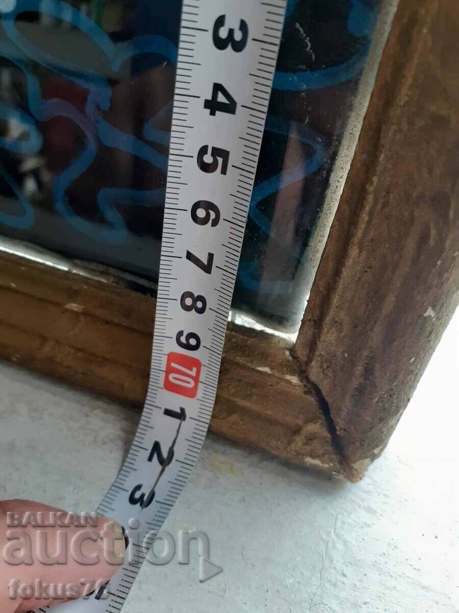 Large old hand painted oil painting on canvas frame - 5