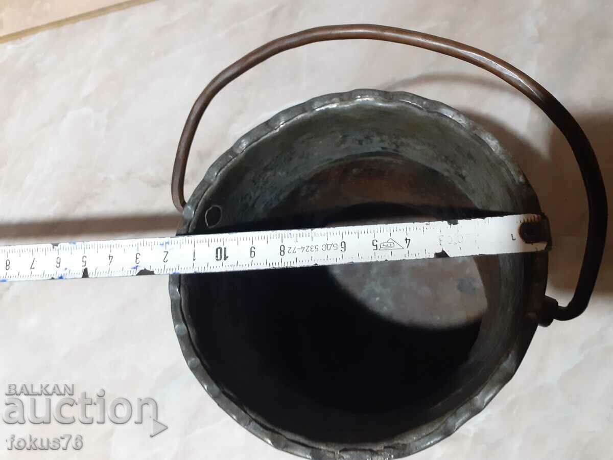 Old ottoman copper pot copper kanche hammered and engraved - 6
