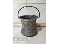 Old ottoman copper pot copper kanche hammered and engraved