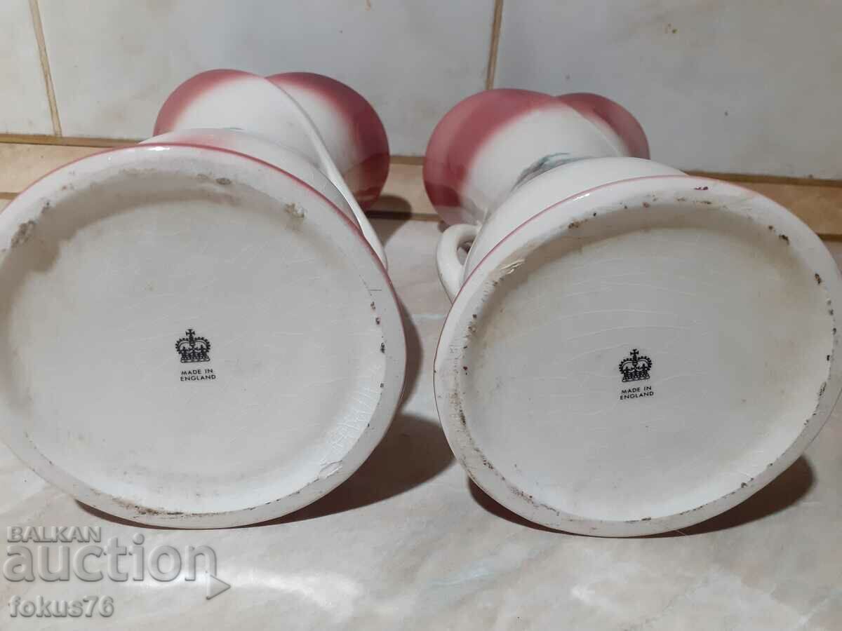 Pair of vases old English porcelain excellent with markings - 5 Pair of vases old English porcelain excellent with markings - 5