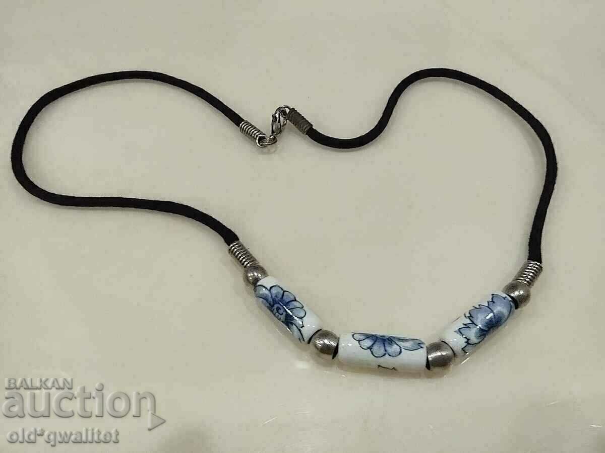 Old necklace with porcelain elements in blue/white with price 67.00 BGN | € 34.26 Old necklace with porcelain elements in blue/white with price 67.00 BGN | € 34.26