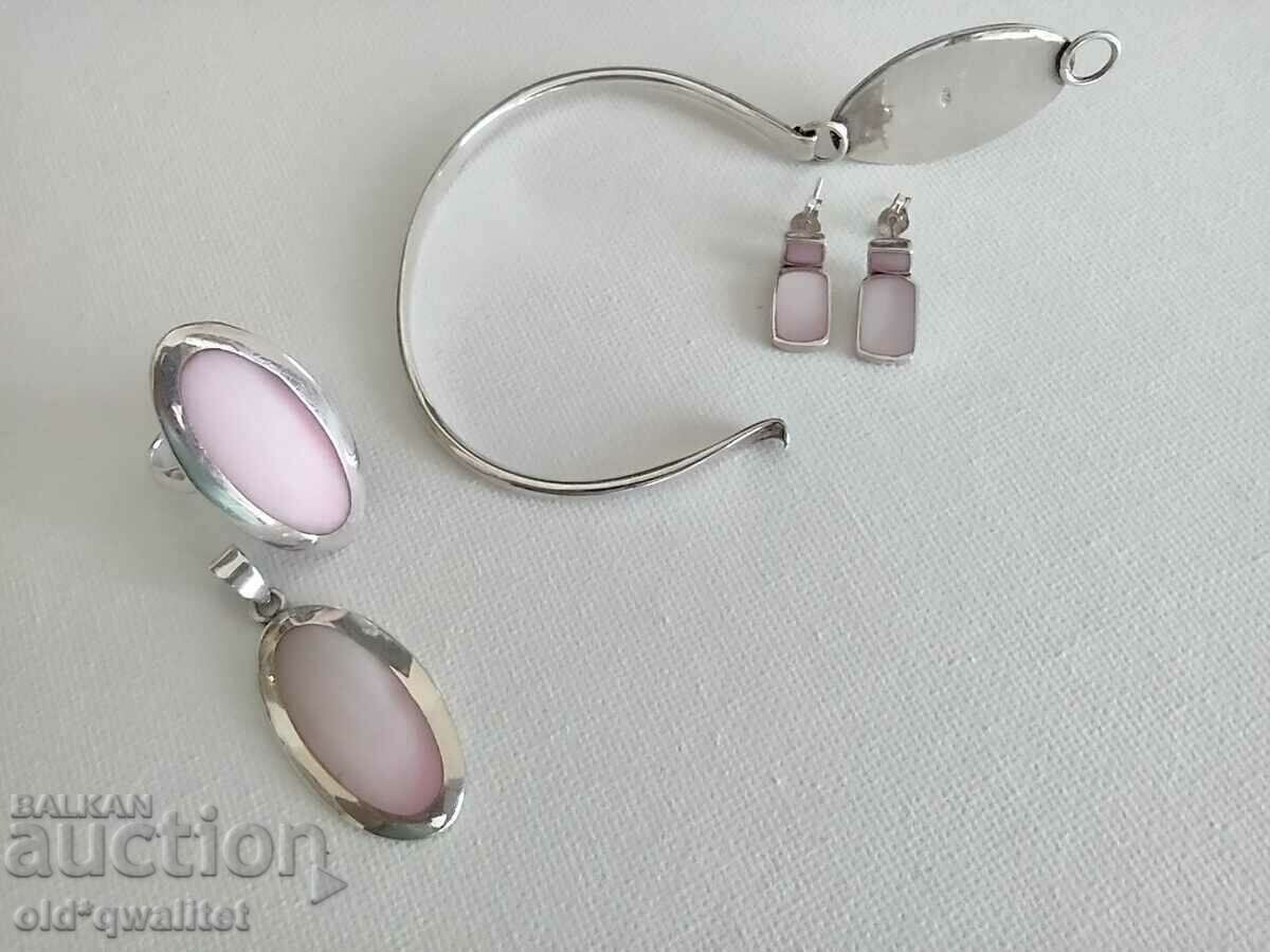 Locket, Ring, Bracelet, Silver 925 with mother of pearl - 6 Locket, Ring, Bracelet, Silver 925 with mother of pearl - 6