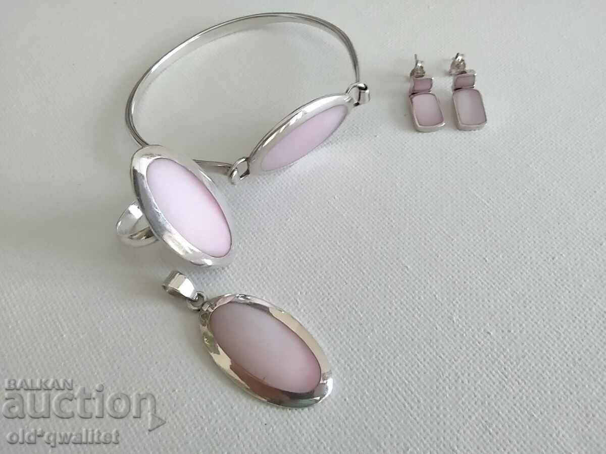 Locket, Ring, Bracelet, Silver 925 with mother of pearl Locket, Ring, Bracelet, Silver 925 with mother of pearl