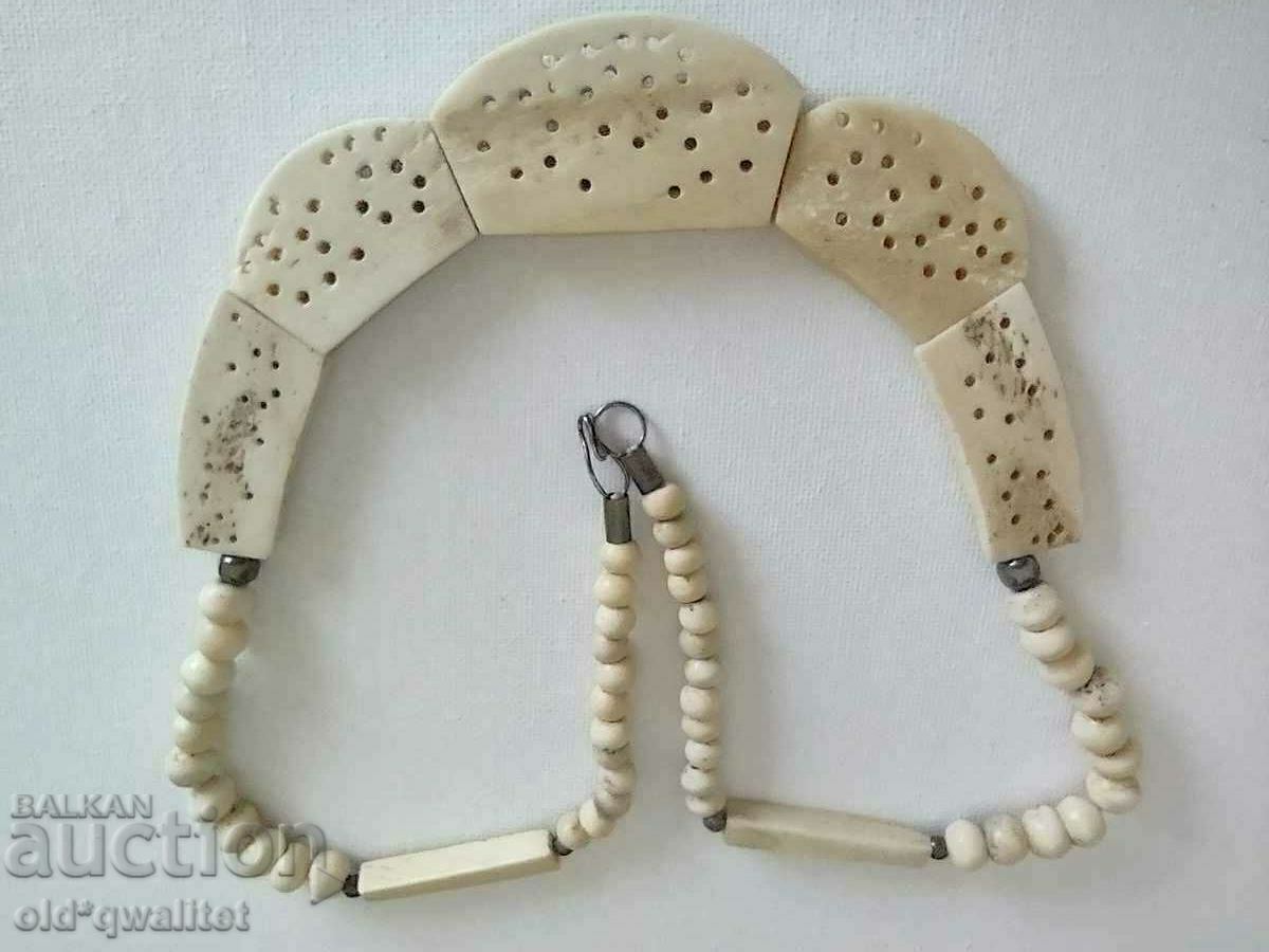 Very old long solid bone necklace - 5 Very old long solid bone necklace - 5